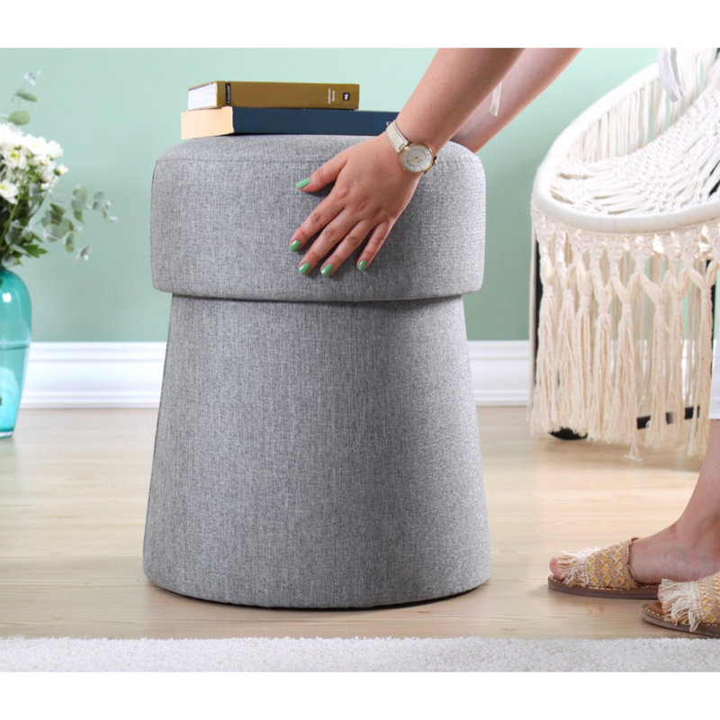Stylish Pouffe with 50% Cotton & 50% Linen, Light Grey, 19.7 x 15.7 x 19.7 inches | 6 cm Thick Orthopedic Sponge, PVC Coated Hidden Legs, Perfect for Bohemian & Scandinavian Decor | Versatile & Comfortable Seating