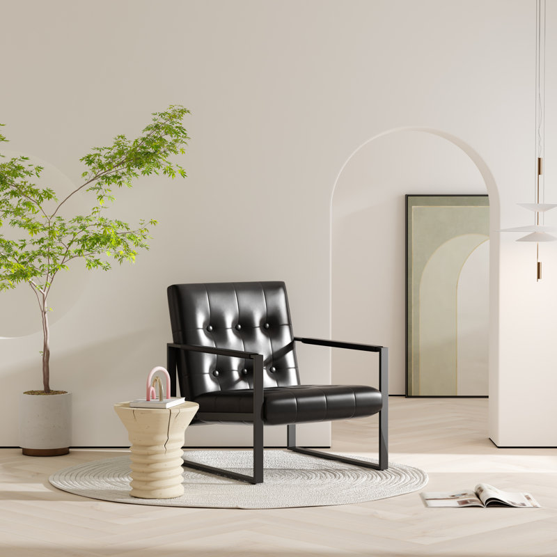 Fauteuil l 23 po, Similicuir noir