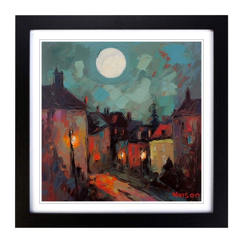 Moon Post-Impressionism - Framed Print, Black