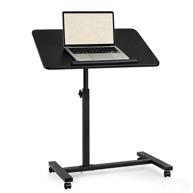 Height Adjustable Side Table with Wheels