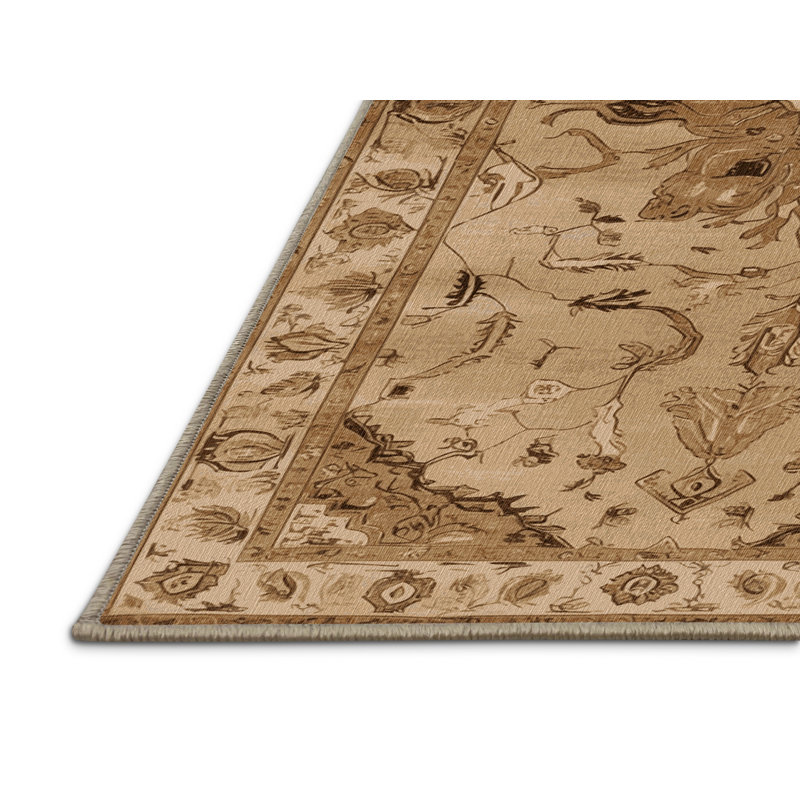 Machine Washable Persian Beige Area Rug, Rectangle 7' x 10'