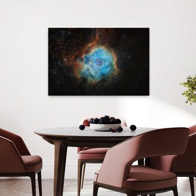 Cosmic Rose Nebula Colorful Vibrant Abstract Rose Landscape Nature Wall Art Print 1 Piece Wrapped Canvas Wall Art
