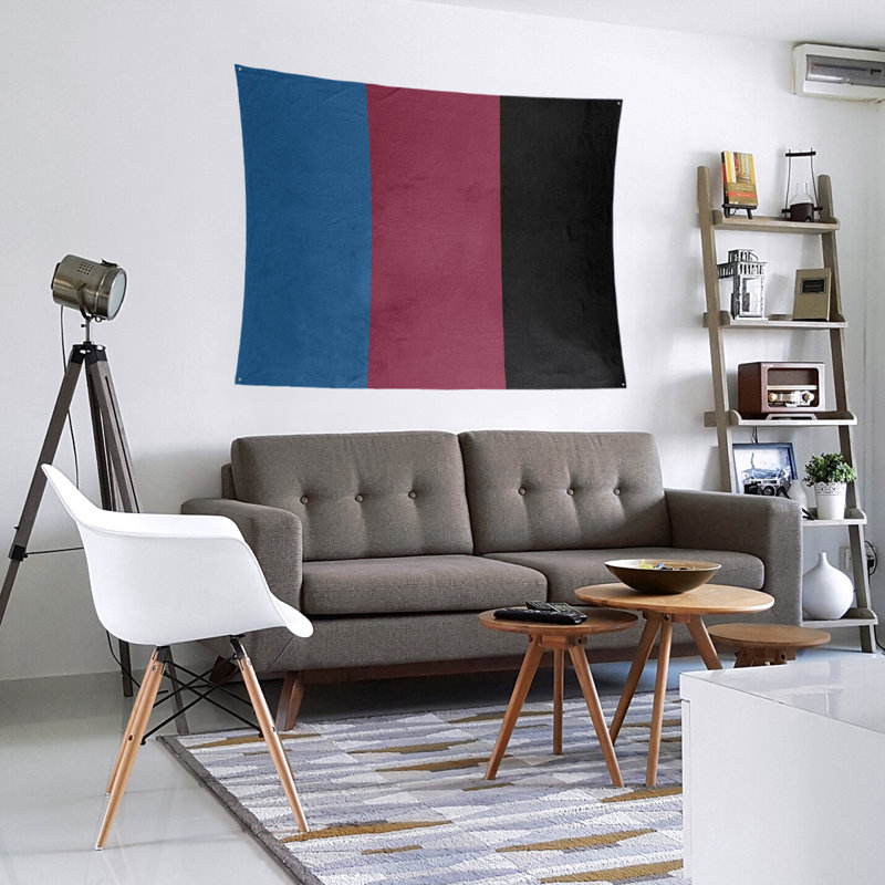 Tapisserie de polyester Colorado, H 68 po x l 80 po, Bleu / bourgogne / noir