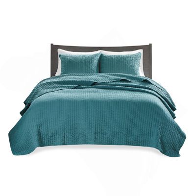 Full/Queen Size Teal 3-Piece Quilt Bedding Set