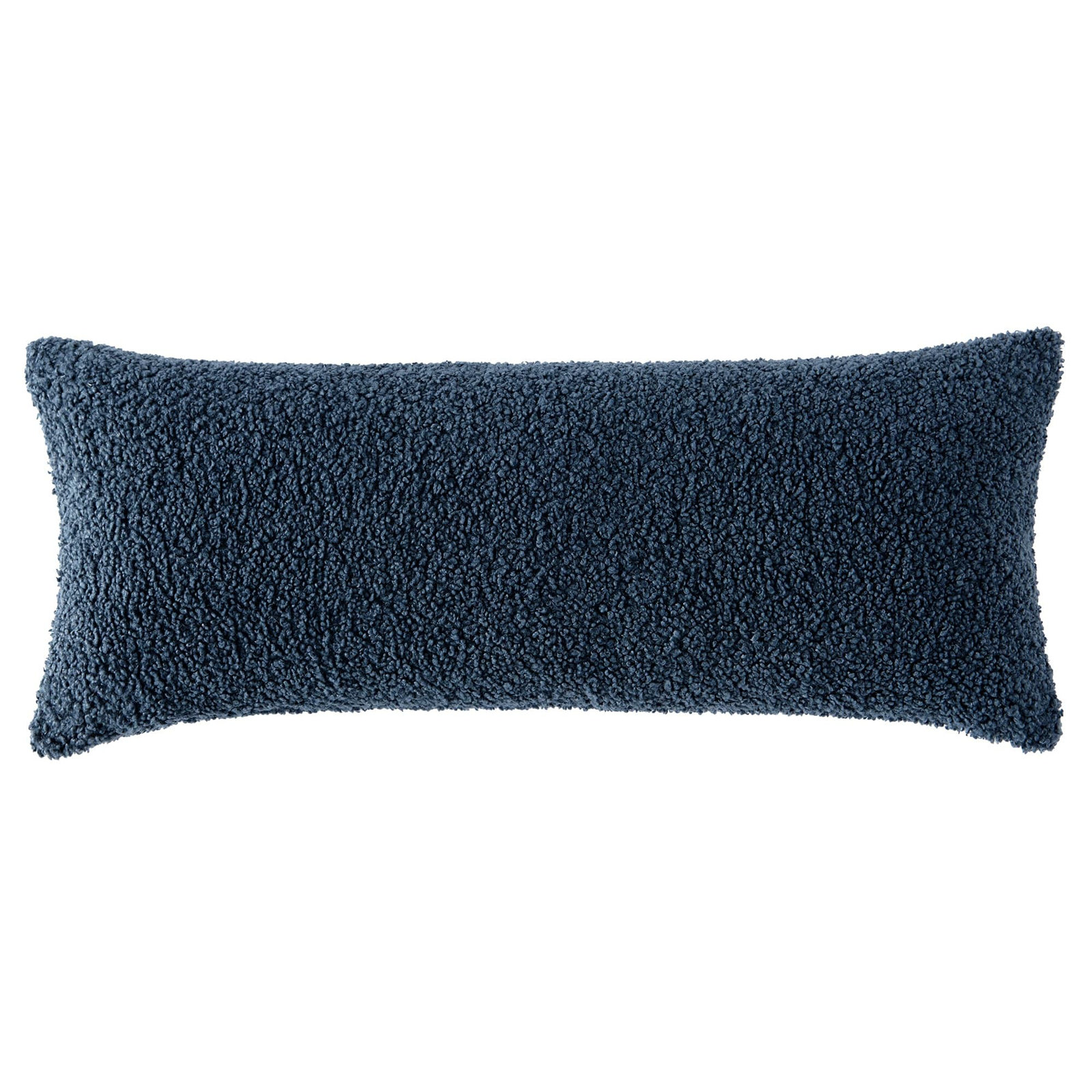 Teddy Soft Plush Textured Boucle Cozy Fluffy Classic Chic Modern Rustic Decorative Pillow, 14"H x 36"W, Midnight Blue