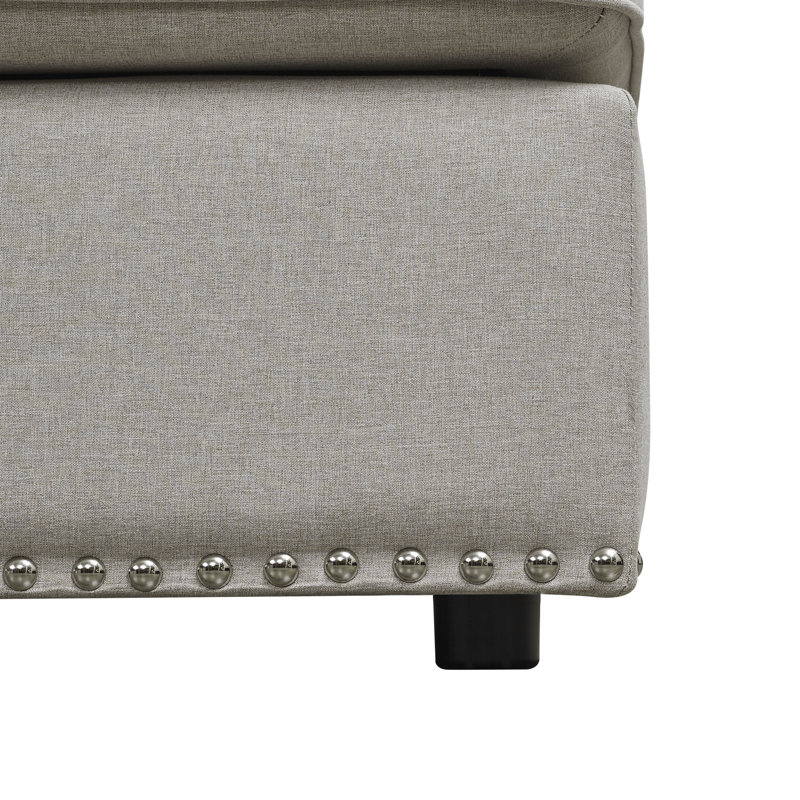 Aindriu Upholstered U-Shaped Sectional Reversible, Beige Polyester