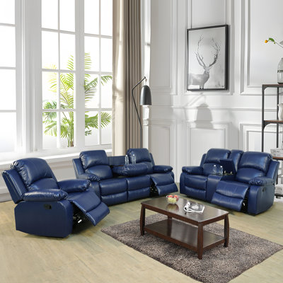 Fauteuil inclinable standard en similicuir de 82 po de large Keayon