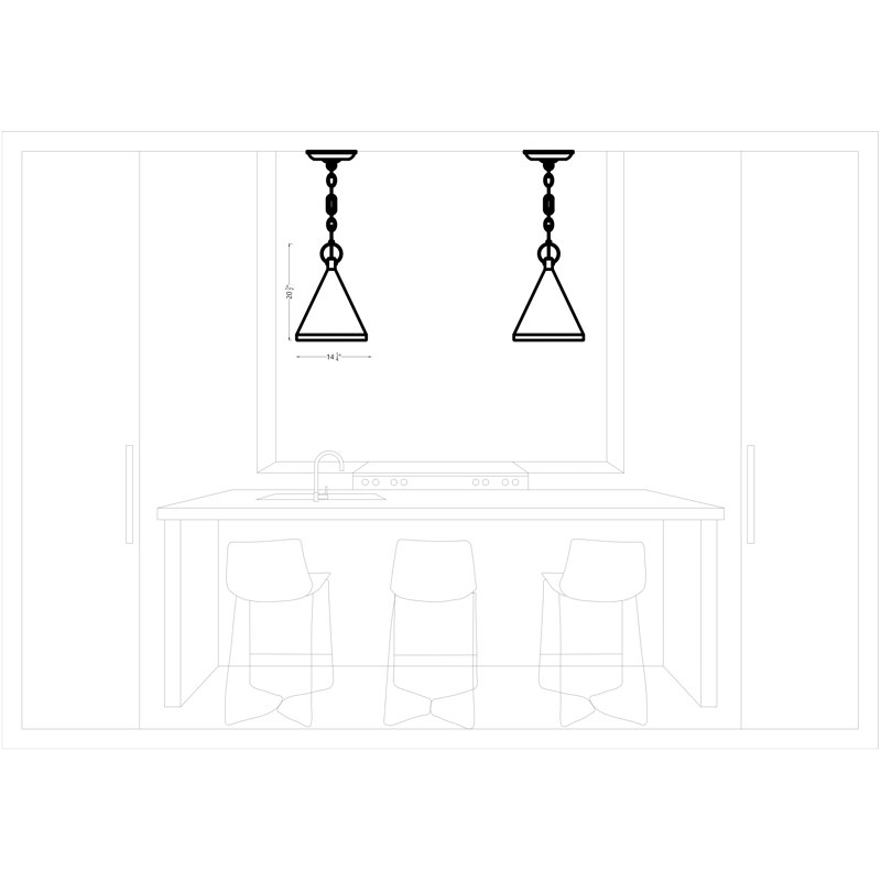 Lyon 1 - Light Pendant, 20.5" H x 14.25" W x 14.25" D, Black