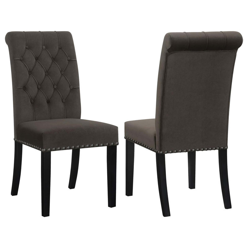 Chaises d'appoint capitonnées (ensemble de 2), Velours gris