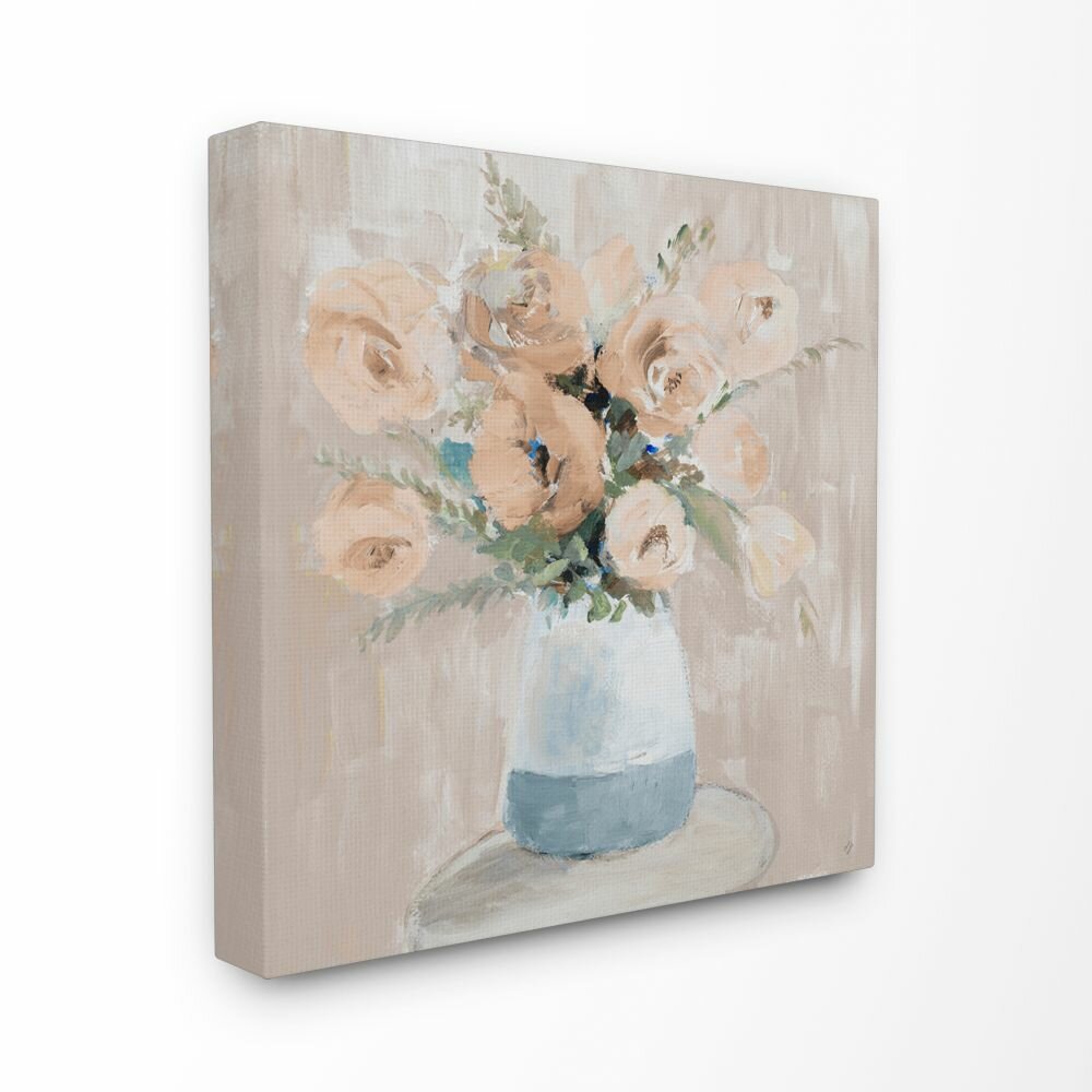 Ophelia & Co. Flower Vase Neutral Painting Framed On Canvas Print | Wayfair