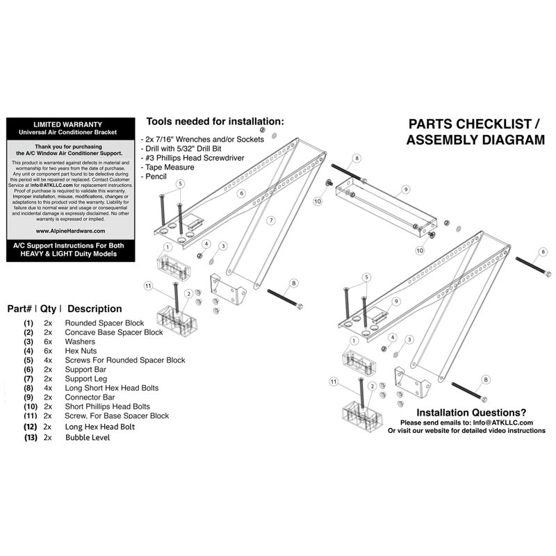 Alpine Hardware Universal Bracket for Air Conditioner
