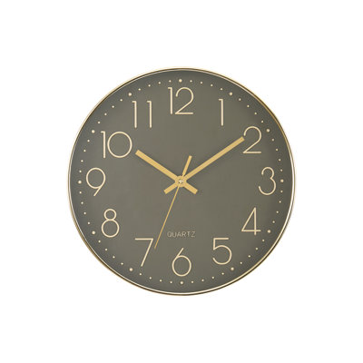 Clocks, 12" Round, Wall Clock, Dark Bronze Face, Gold Frame, Contemporary, Modern