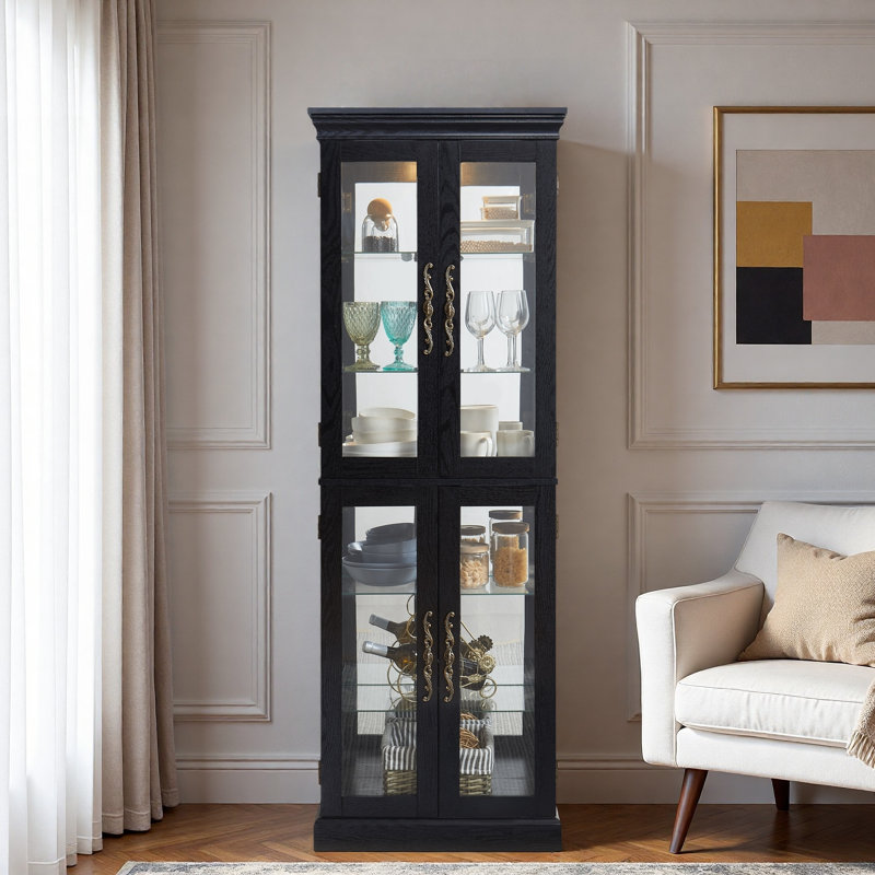 Vitrine lumineuse en verre avec éclairage DEL et tablettes réglables