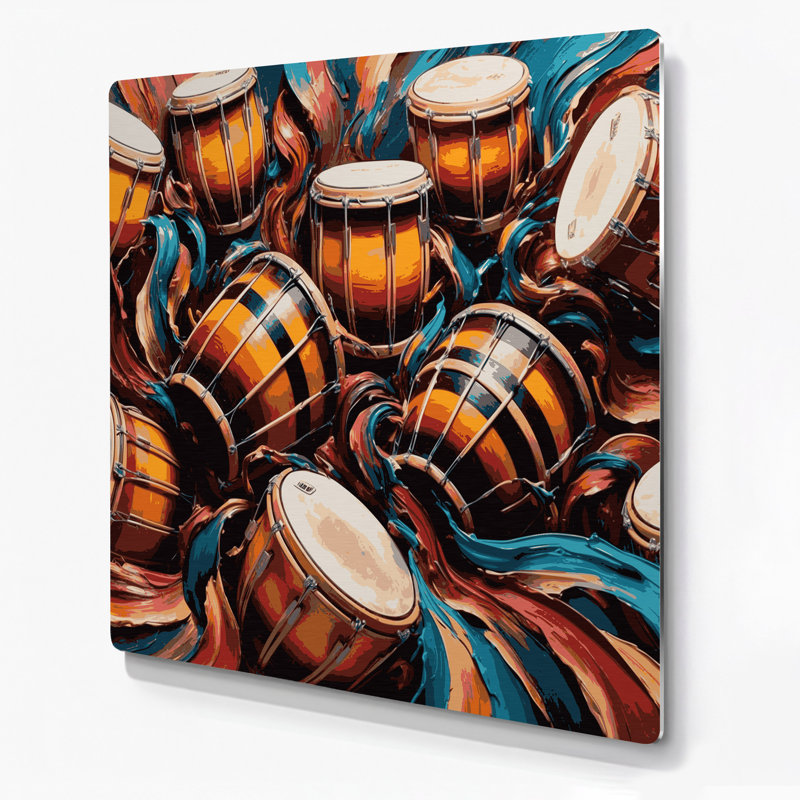 «Music Congas», art mural en métal brun, H 32 po x l 32 po
