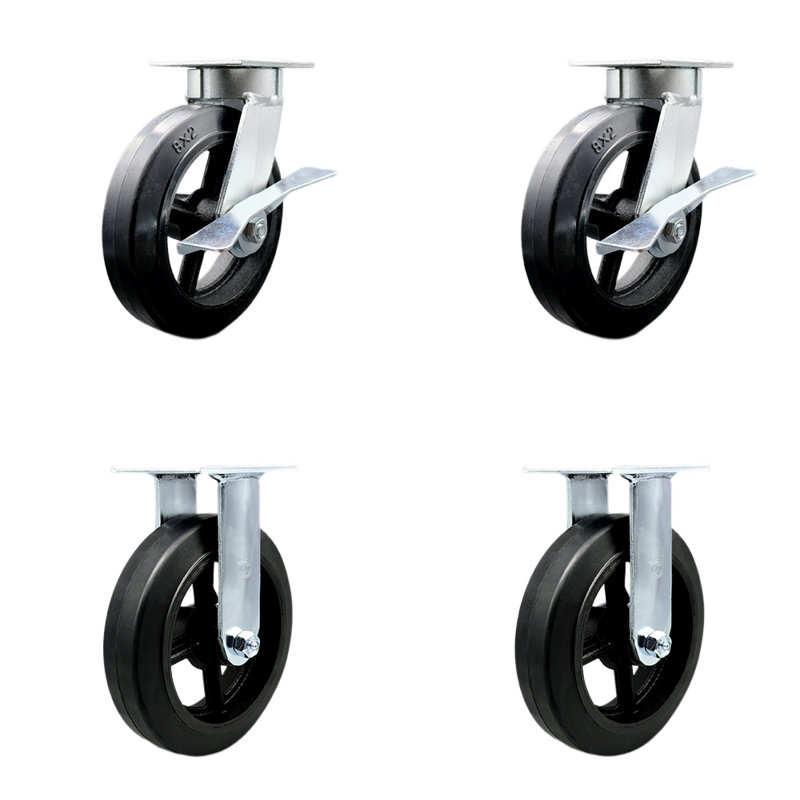 4 Piece Rubber on Steel Caster Set