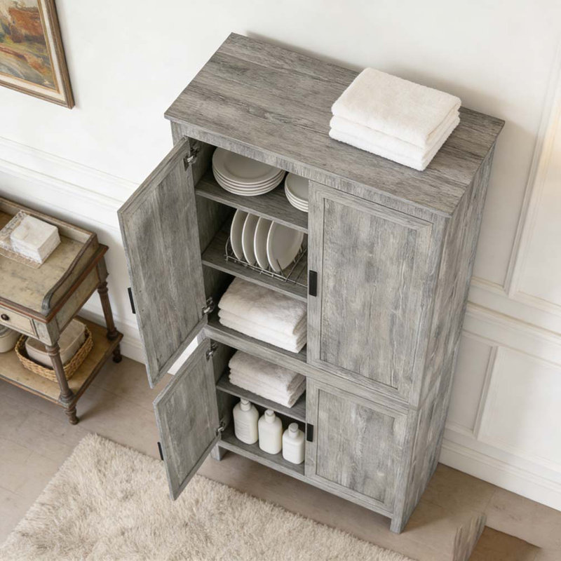 Freestanding Storage Cabinet, Grey