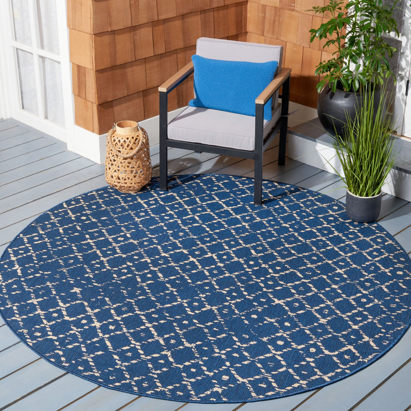 Doss Performance Geometric Indoor/Outdoor Area Rug, Round 6'7"