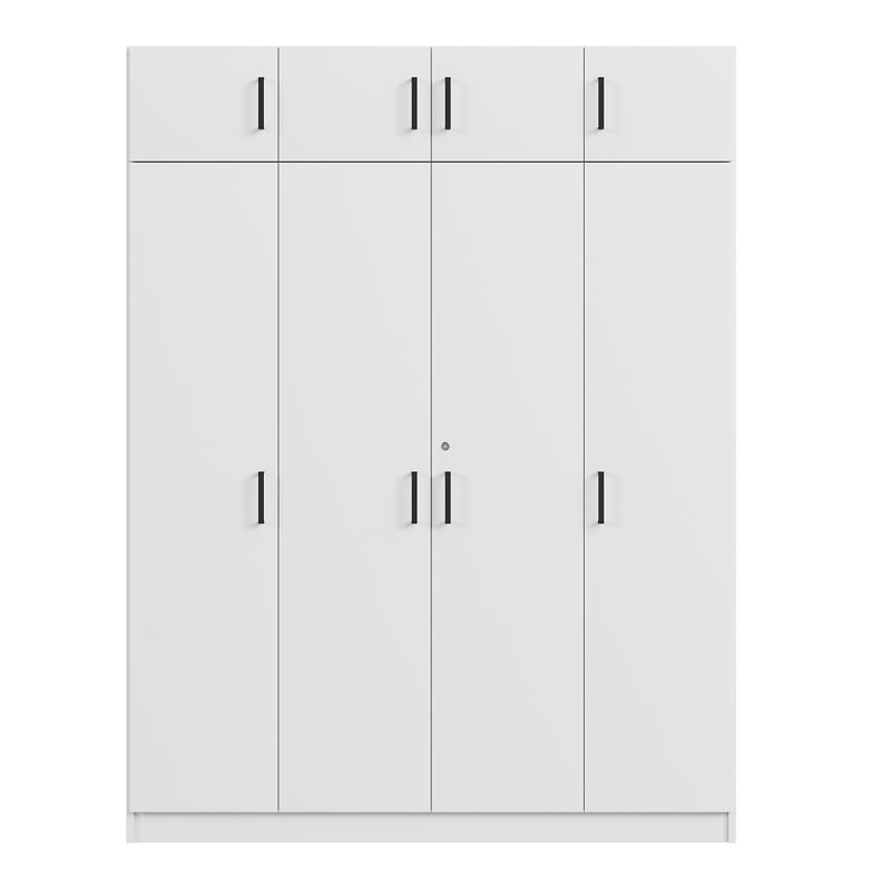 Armoire 4 portes avec 1 tiroir et armoire supérieure, Blanc