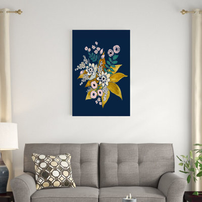 Fleurs bleues - peinture sur toile tendue