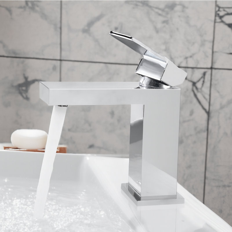 Single Handle Bathroom Faucet with Pop-up Drain and Water Supply Hoses, Chrome