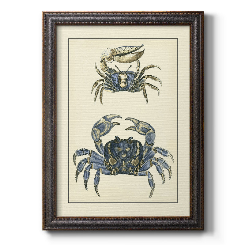 Toile encadrée de qualité supérieure antique Blue Crabs II - prête à être accrochée, H 20 po x l 16 po x P 1 po