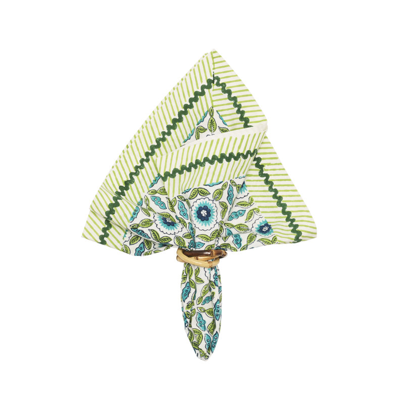 Majorelle Napkin, White/Blue/Green
