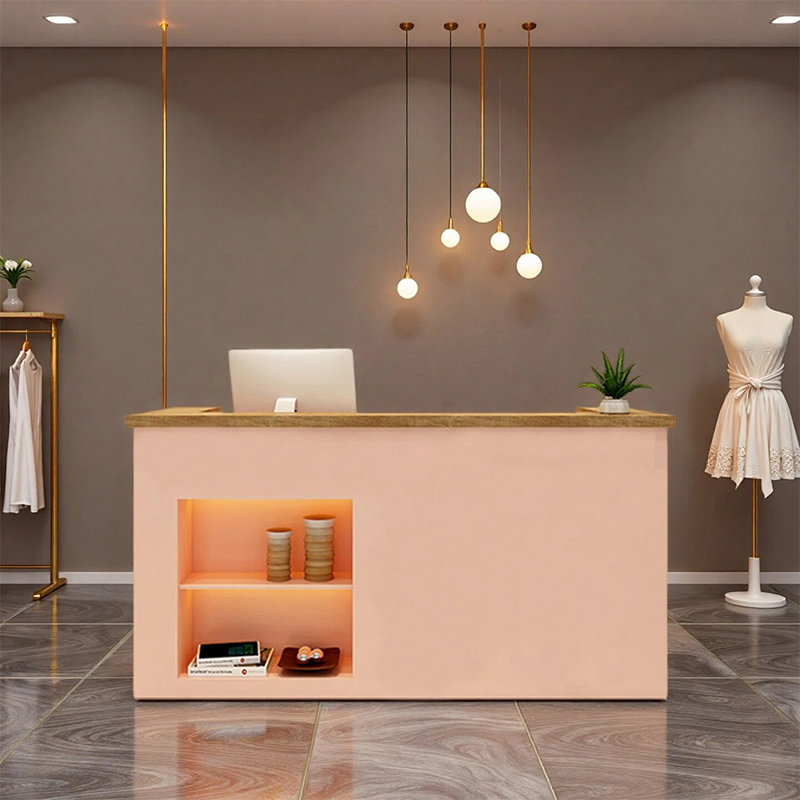 Bureau de réception moderne pour magasin de vêtements, magasin de détail et salon, comptoir avec rangement, aucun assemblage requis