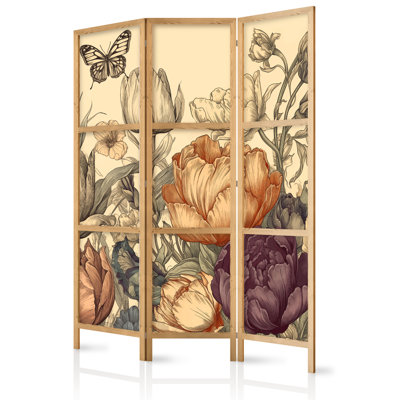 171cm H Solid Wood Folding Room Divider
