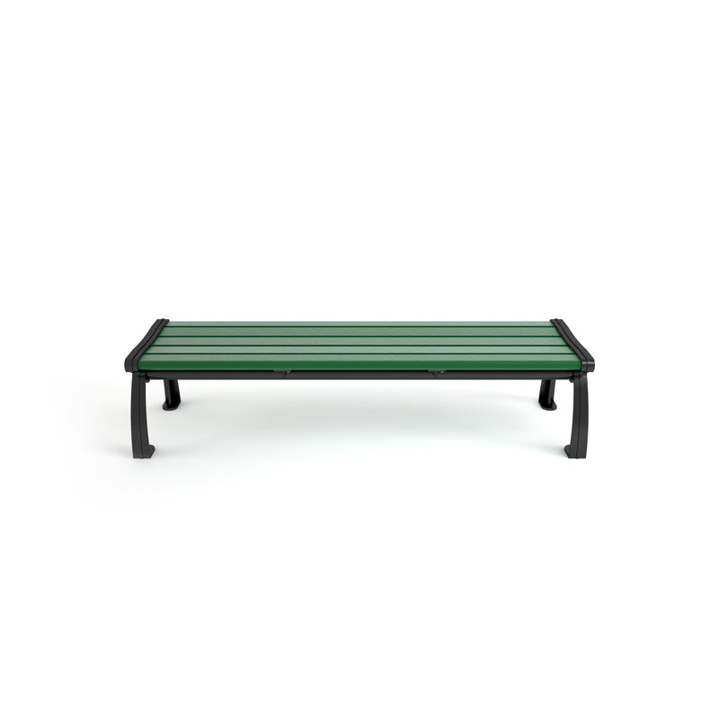 Banc de parc en plastique recyclé sans dossier Heritage, 5 pi, Noir, Vert