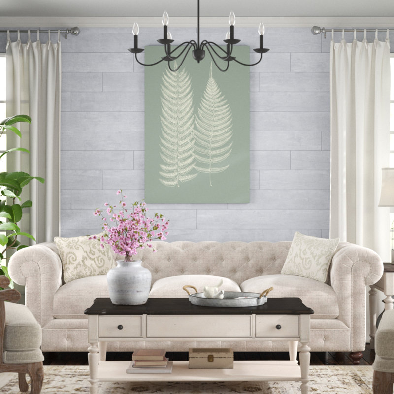 «Ferns on Sage IX», peinture sur toile, H 48 po x l 32 po