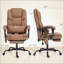 Fauteuil de massage avec 6 points de vibration, similicuir adapté aux animaux de compagnie, fauteuil de bureau inclinable avec support lombaire, repose-pieds, hauteur réglable, roues pivotantes, télécommande, brun-1905218186