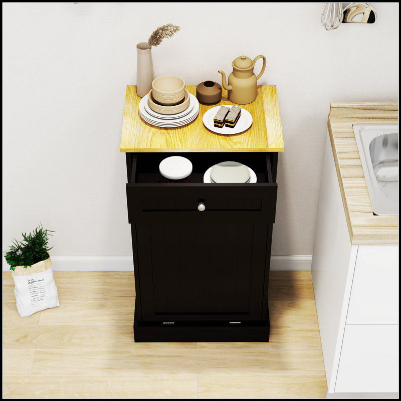 Armoire à ordures inclinable à un tiroir et à un compartiment pour une gestion efficace des déchets de cuisine et une optimisation de l'espace