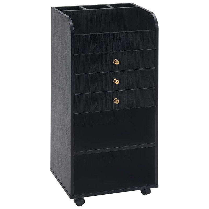 Salon Utility Cart and Station, Rolling Trolley, Black