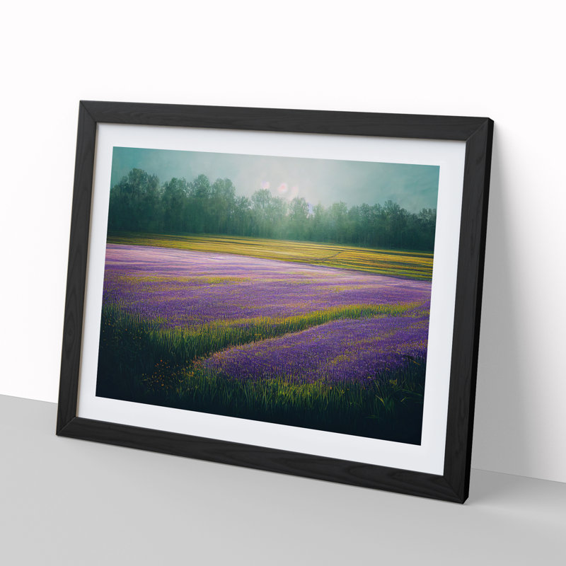Effervescent Bluebell Field - Single Picture Frame Print, Black Frame, 46cm H x 64cm W x 2cm D