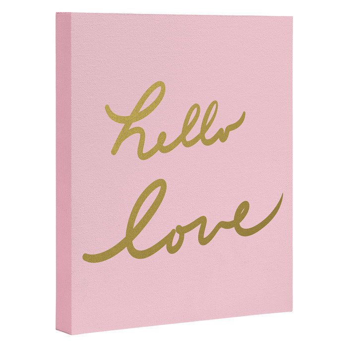 « Hello Love rose » par Lisa Argyll, reproduction d’art textuel sur toile tendue, H 30 po x l 24 po x P 1,5 po