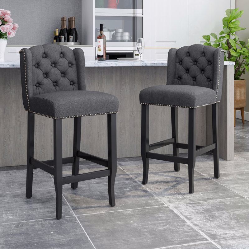 Tabouret de comptoir contemporain à oreilles capitonné 31 po, ensemble de 2