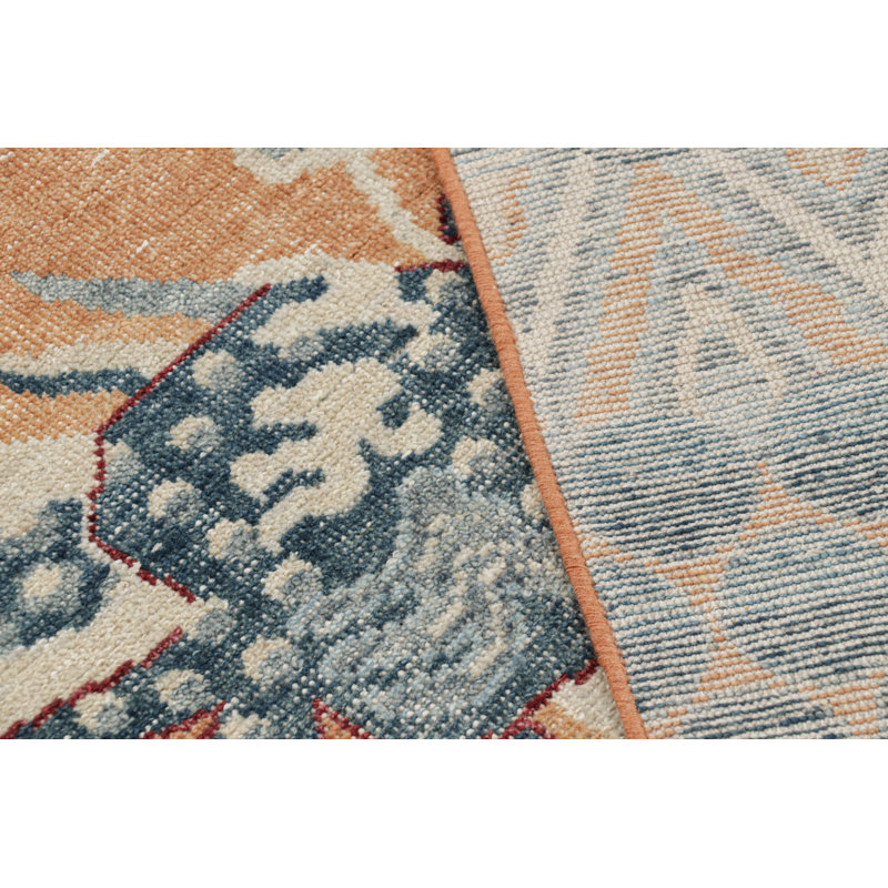 Rug & Kilim’S Distressed Dragon Rug In Blue, Gold And Red Pictorial Patterns, Rectangle 8'2" x 9'11"