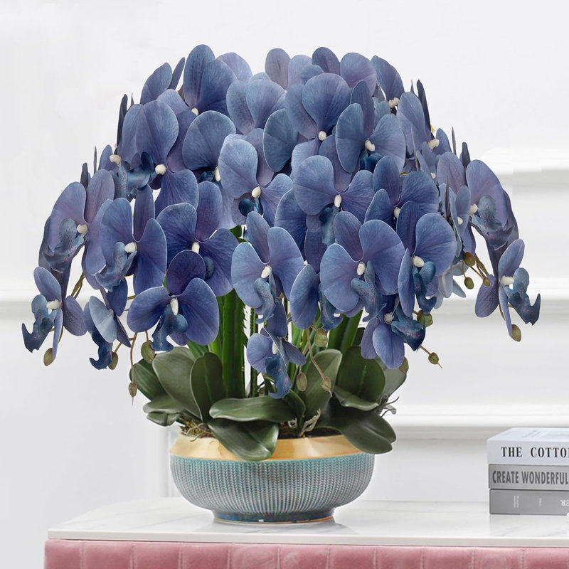 32" Dark Blue Artificial Orchid Stems