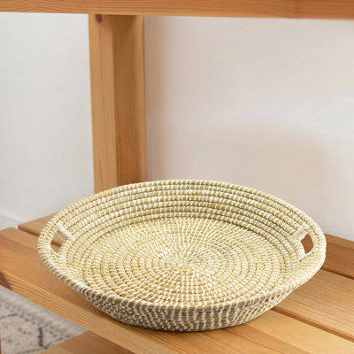 Panier à gazon rond 24 po avec poignée blanc