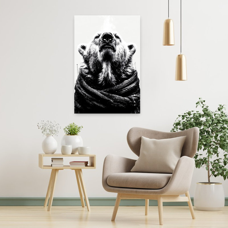 Ours polaire serein, art contemporain, H 36 po x l 24 po