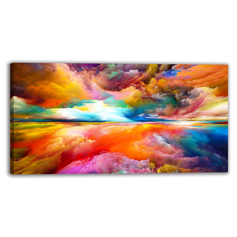Abstrait surréel, création de lever de soleil sur toile tendue, H 24 po x l 48 po x P 1,5 po