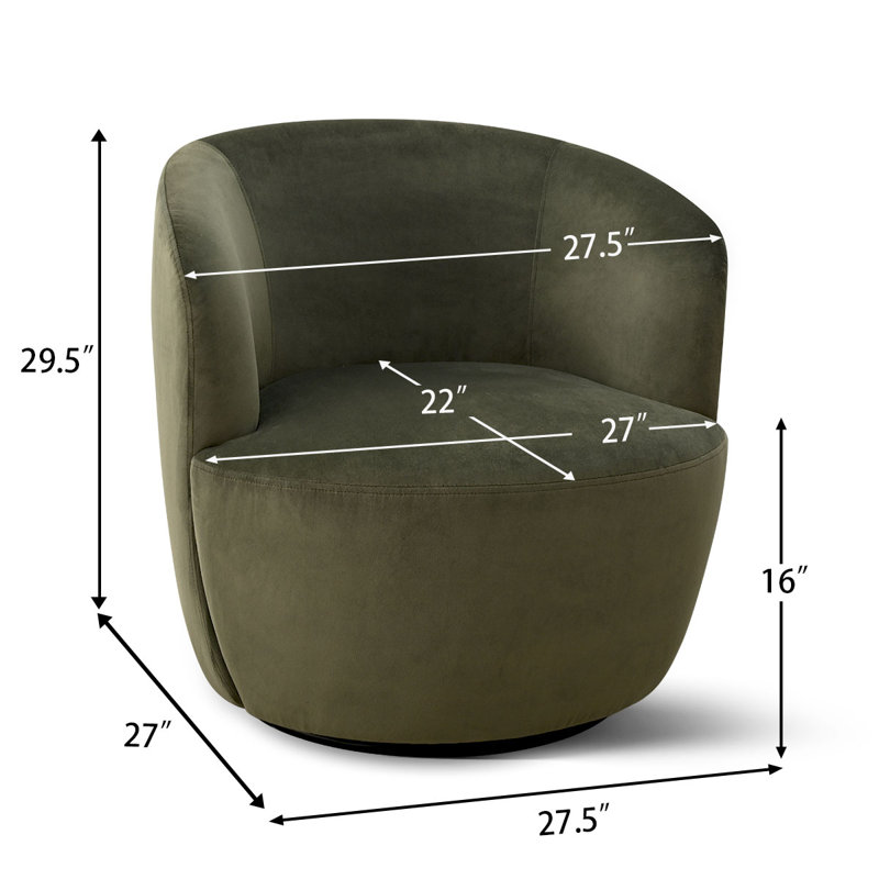 Petit fauteuil d'appoint pivotant en velours de 27 po de largeur (ensemble de 2), Velours vert