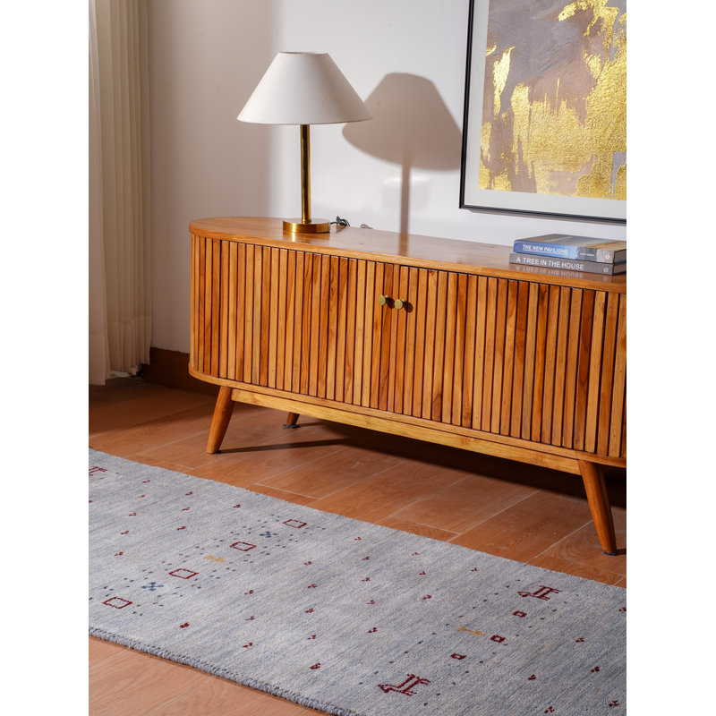 Manns Hand Knotted Loom Wool Eco-Friendly Area Rugs - Runner, Light Blue Color, Contemporary Modern Design, High Pile Thick Handmade Anti Skid Area Rugs for Living Room, Bed Room