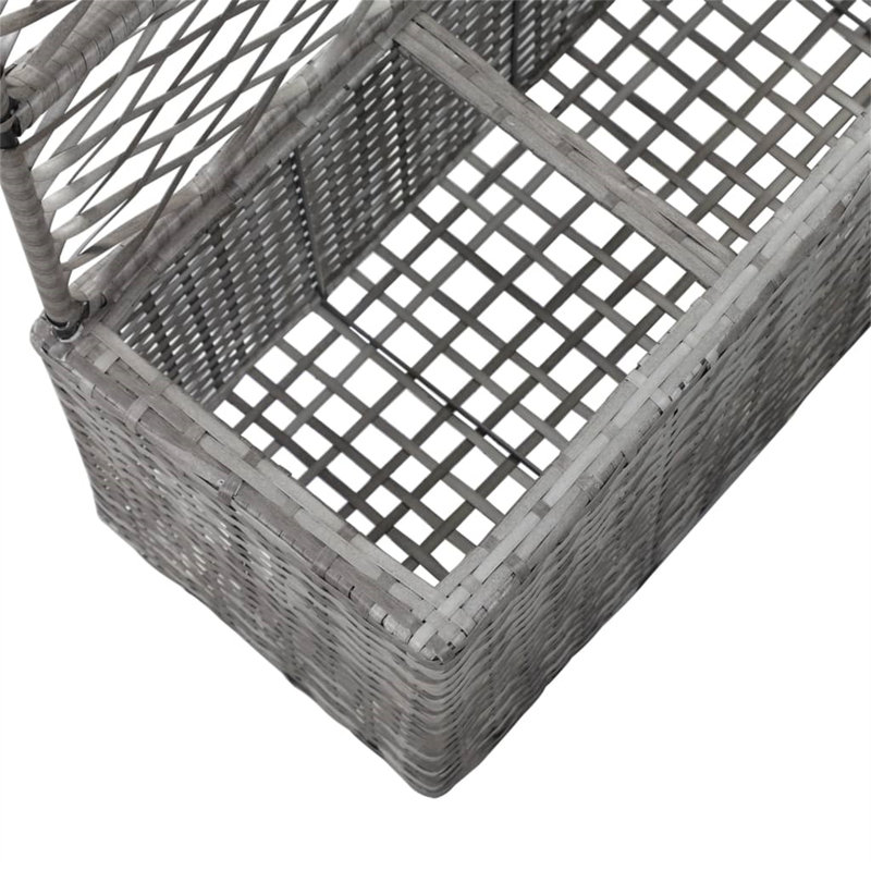 Newsome Rattan Planter Box with Trellis, 130cm H x 83cm W x 30cm D, Grey