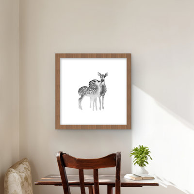 Fawns Love - Faune, reproduction encadrée avec passe-partout noir