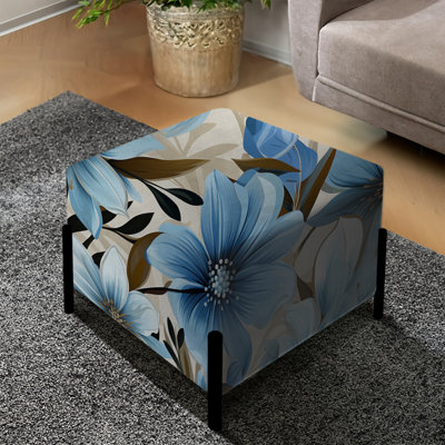 Blue Coastal Harmony Floral I - repose-pieds carré floral