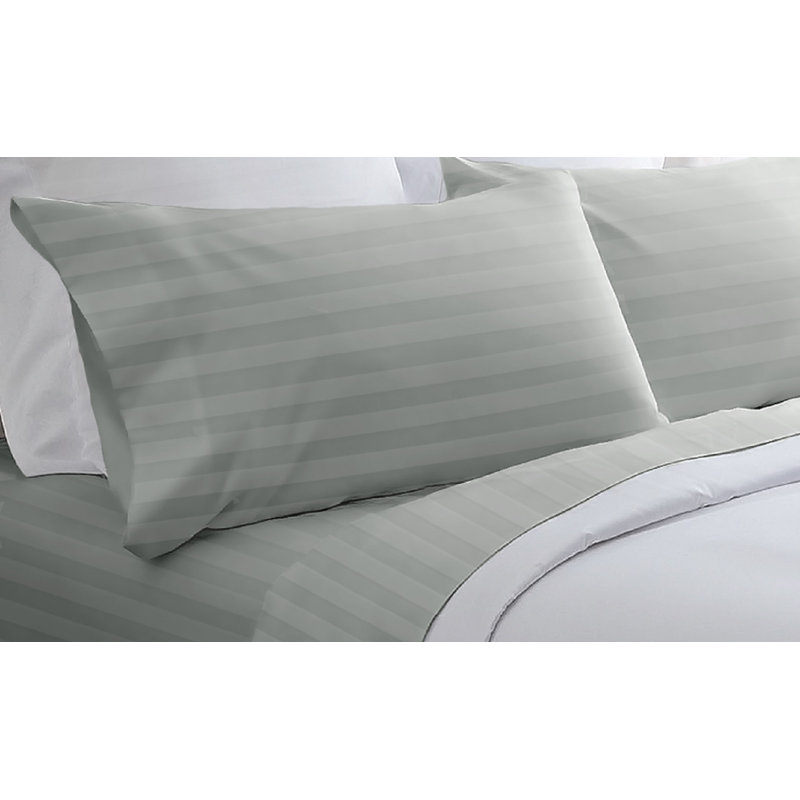 100% Cotton Striped Sheet Set, Full, Gray