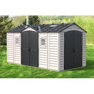 Rubbermaid Outdoor Storage Shed: 18 cu ft Capacity, Green/Tan, 47 in x 21  in x 29 in, Horizontal