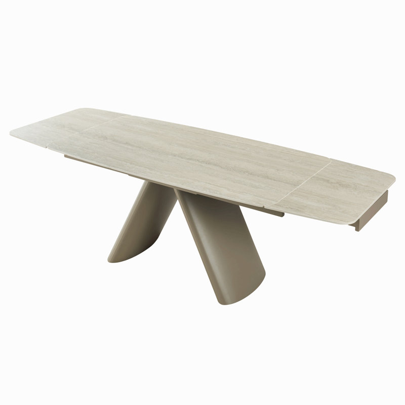 Retractable Sintered Stone Dining Table With Heavy Duty Base