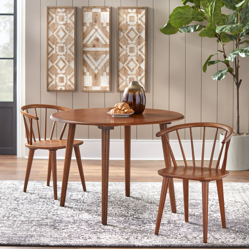 Ensemble de salle à manger Mehmud, Noyer, 3 Pieces: Table, 2 Chairs, Walnut